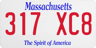 MA license plate 317XC8