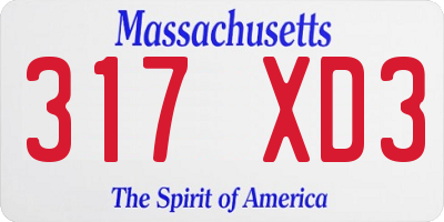 MA license plate 317XD3