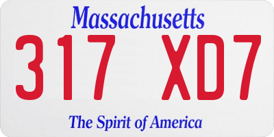 MA license plate 317XD7