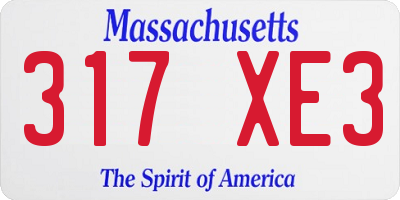 MA license plate 317XE3
