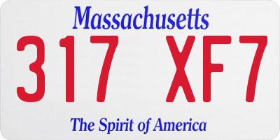 MA license plate 317XF7