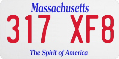 MA license plate 317XF8