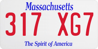 MA license plate 317XG7