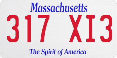 MA license plate 317XI3