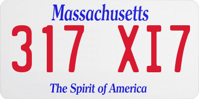 MA license plate 317XI7