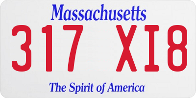 MA license plate 317XI8
