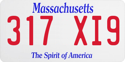 MA license plate 317XI9