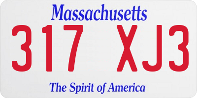 MA license plate 317XJ3