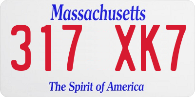 MA license plate 317XK7