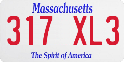 MA license plate 317XL3