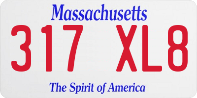 MA license plate 317XL8