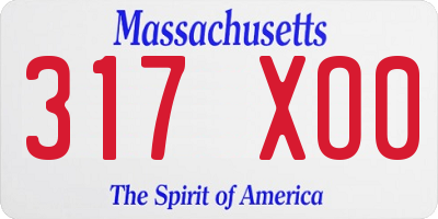 MA license plate 317XO0