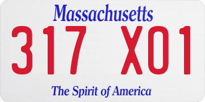 MA license plate 317XO1