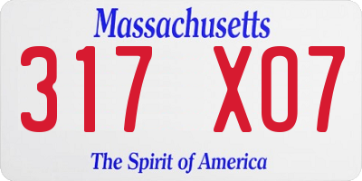 MA license plate 317XO7