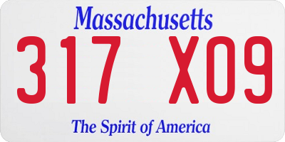 MA license plate 317XO9
