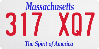 MA license plate 317XQ7