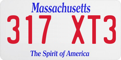 MA license plate 317XT3