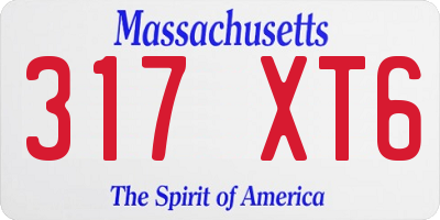 MA license plate 317XT6