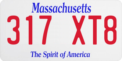MA license plate 317XT8