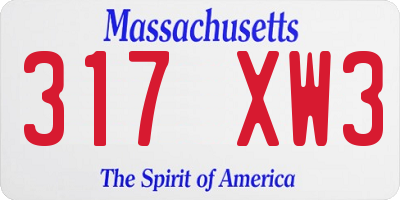 MA license plate 317XW3