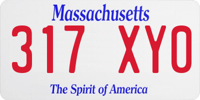 MA license plate 317XY0