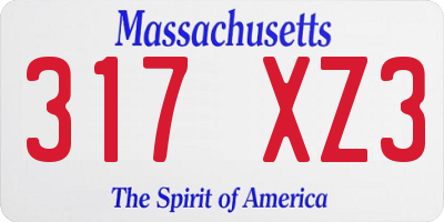 MA license plate 317XZ3