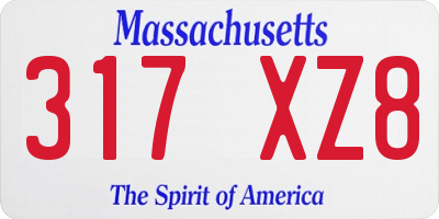 MA license plate 317XZ8