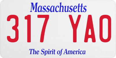 MA license plate 317YA0
