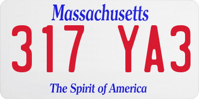 MA license plate 317YA3