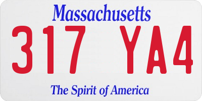 MA license plate 317YA4