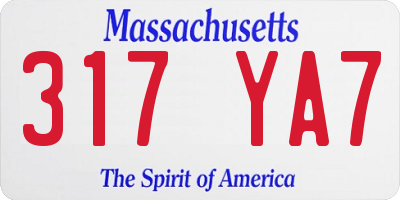 MA license plate 317YA7