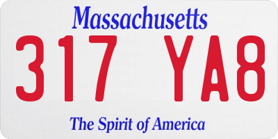 MA license plate 317YA8