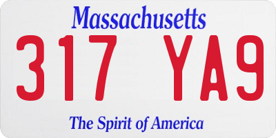 MA license plate 317YA9