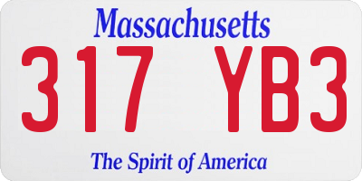 MA license plate 317YB3