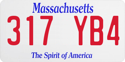 MA license plate 317YB4