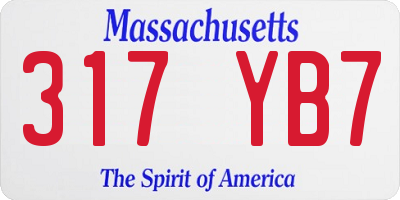MA license plate 317YB7