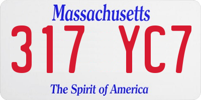 MA license plate 317YC7