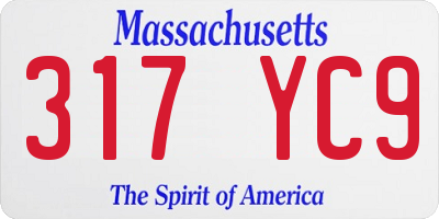 MA license plate 317YC9