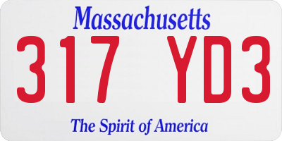 MA license plate 317YD3