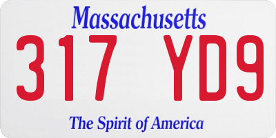 MA license plate 317YD9