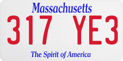 MA license plate 317YE3