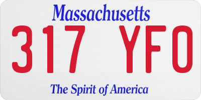 MA license plate 317YF0