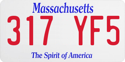 MA license plate 317YF5
