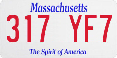 MA license plate 317YF7