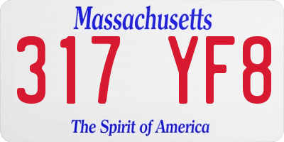 MA license plate 317YF8