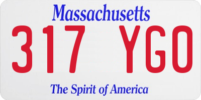 MA license plate 317YG0