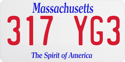 MA license plate 317YG3