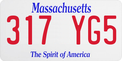 MA license plate 317YG5