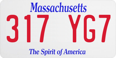 MA license plate 317YG7