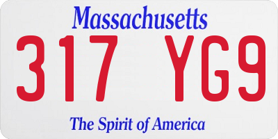 MA license plate 317YG9